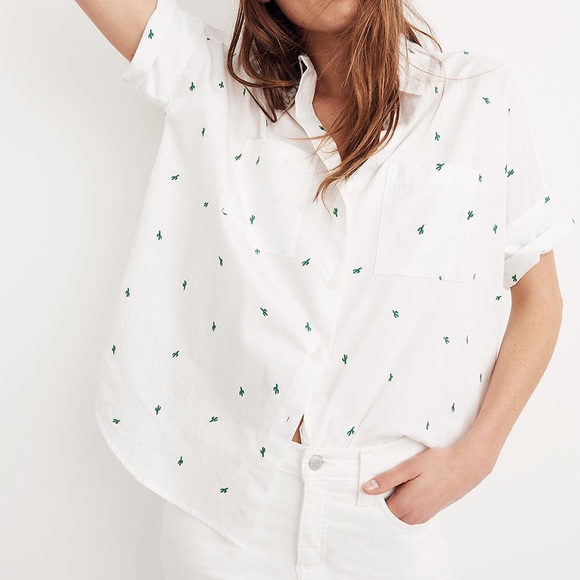 Madewell Tops - Madewell Cactus Embroidered Courier Oversized Button Down Shirt